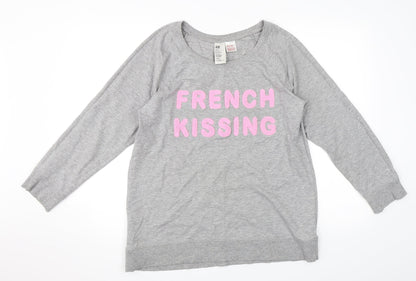 Additional front view of H&M women’s grey pullover sweatshirt, size M
