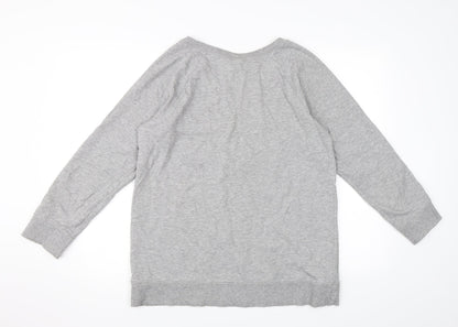 Back view of H&M women’s grey pullover sweatshirt, size M