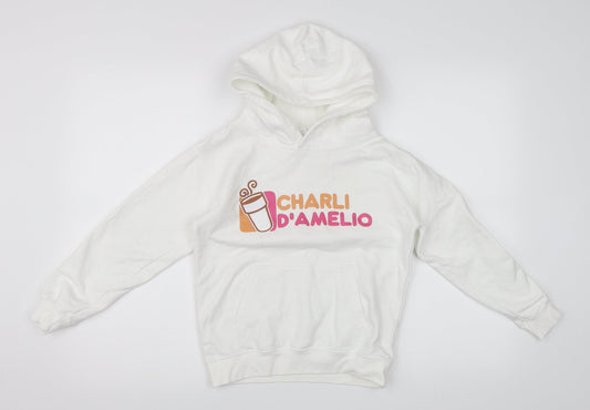 Just Hoods Girls White   Pullover Hoodie Size 7-8 Years  - Charli D'Amilio