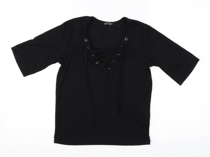 Additional front view of Select women’s black basic t-shirt, size UK 6