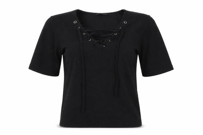 Front view of Select women’s black basic t-shirt, size UK 6