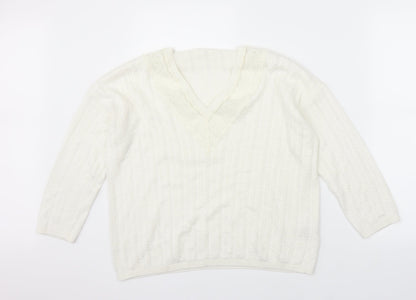 Additional front view of TU women’s white jumper, size UK 12, - lace detail
