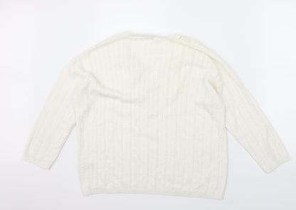 Back view of TU women’s white jumper, size UK 12, - lace detail