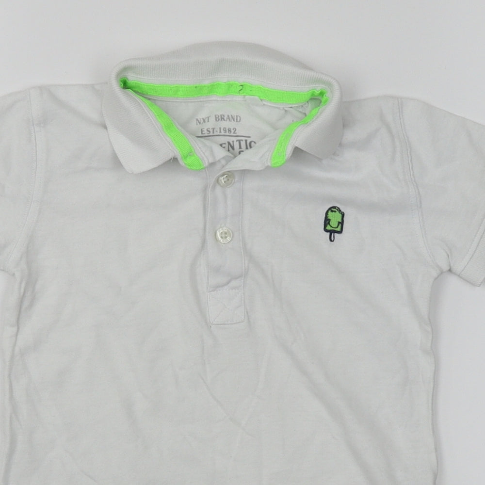 NEXT Boys White   Basic Polo Size 2-3 Years  - Ice cream