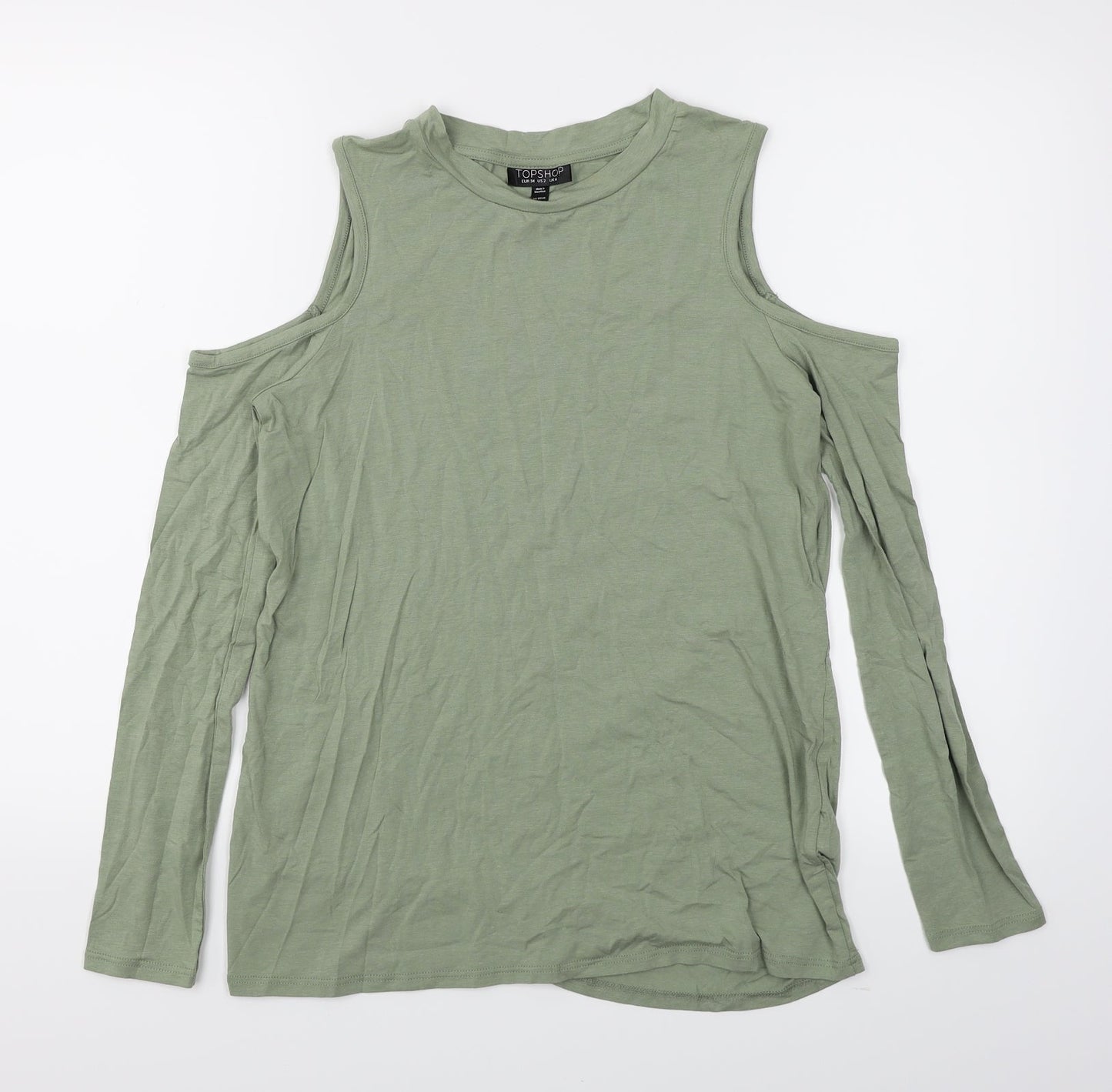 Topshop Womens Green   Basic T-Shirt Size 6  - Cold Shoulder