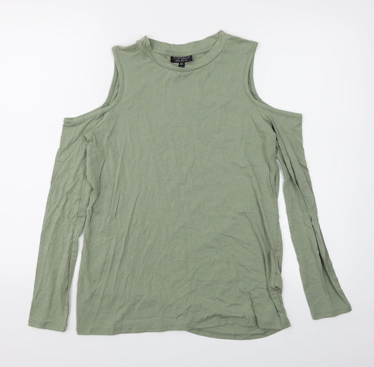Topshop Womens Green   Basic T-Shirt Size 6  - Cold Shoulder
