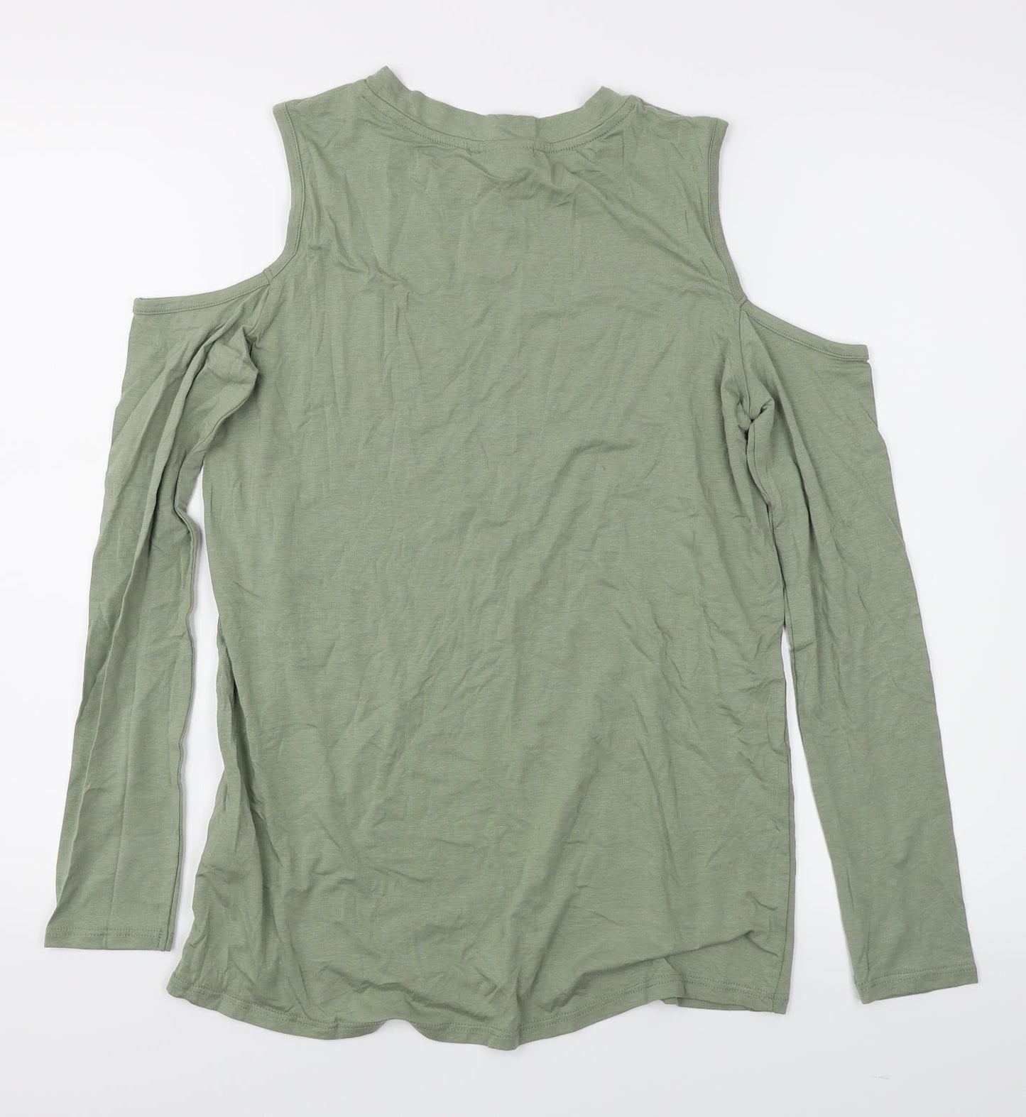 Topshop Womens Green   Basic T-Shirt Size 6  - Cold Shoulder