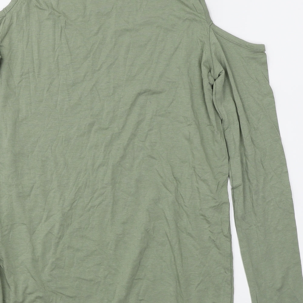 Topshop Womens Green   Basic T-Shirt Size 6  - Cold Shoulder
