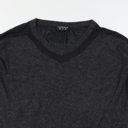 Close-up detail of Topshop women’s grey jumper, size UK 6