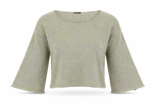 Front view of Preoworn women’s gold cropped t-shirt, size UK 10