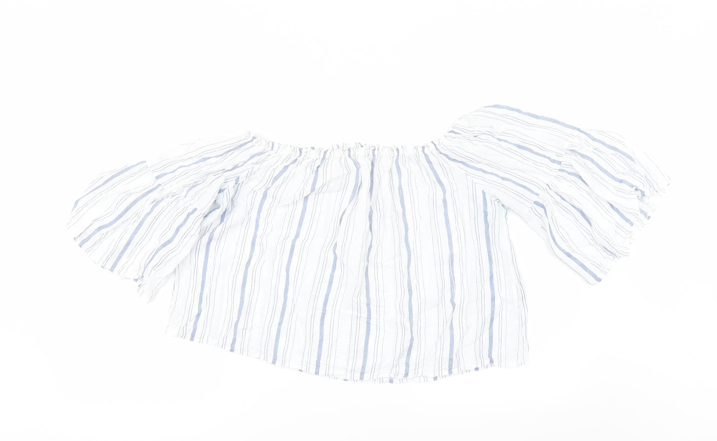 Preworn Womens White Striped  Cropped Blouse Size 12