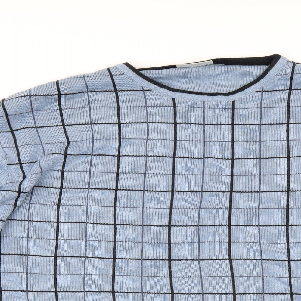 m2m Mens Blue Check  Pullover Jumper Size XL