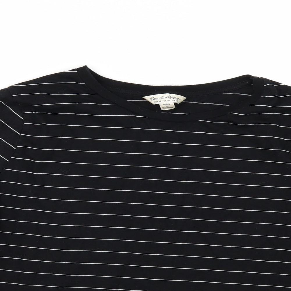 Miss Selfridge Womens Black Striped  Basic T-Shirt Size 14