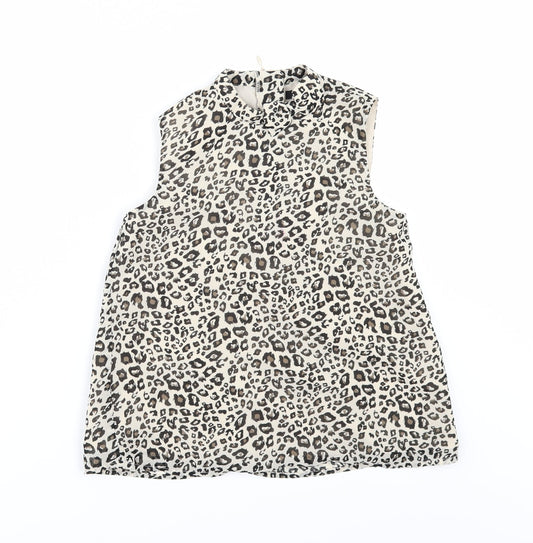 George Girls Beige Animal Print  Basic Blouse Size 8-9 Years