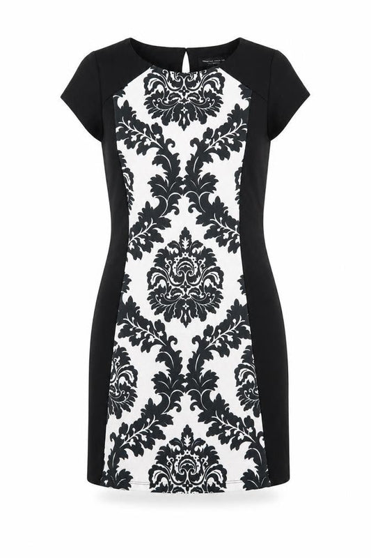 Dorothy Perkins Womens Black Geometric  A-Line  Size 10