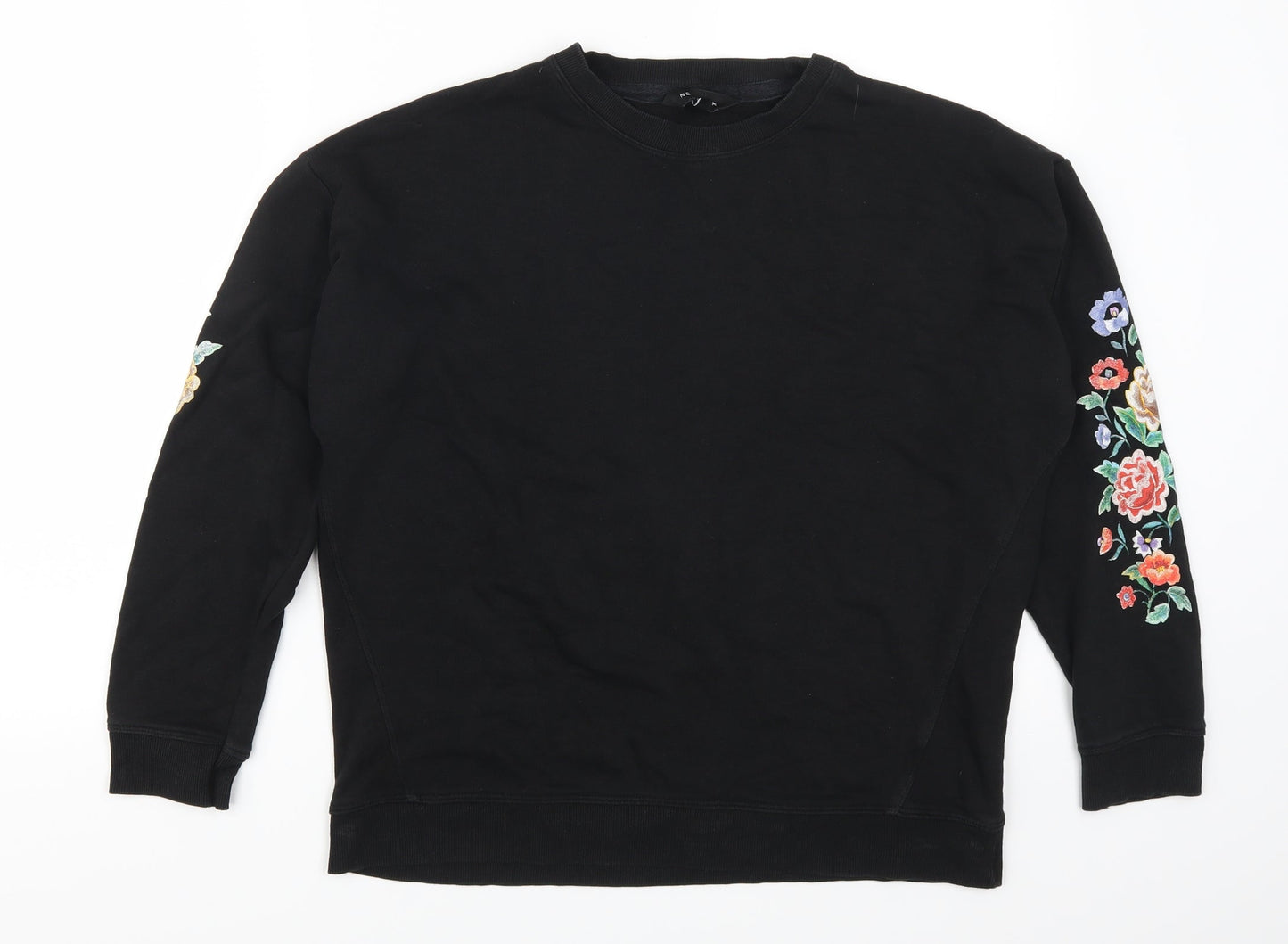 New Look Womens Black Floral  Pullover Sweatshirt Size 8