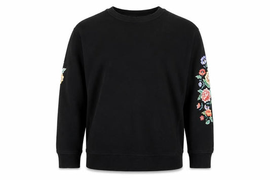 New Look Womens Black Floral  Pullover Sweatshirt Size 8