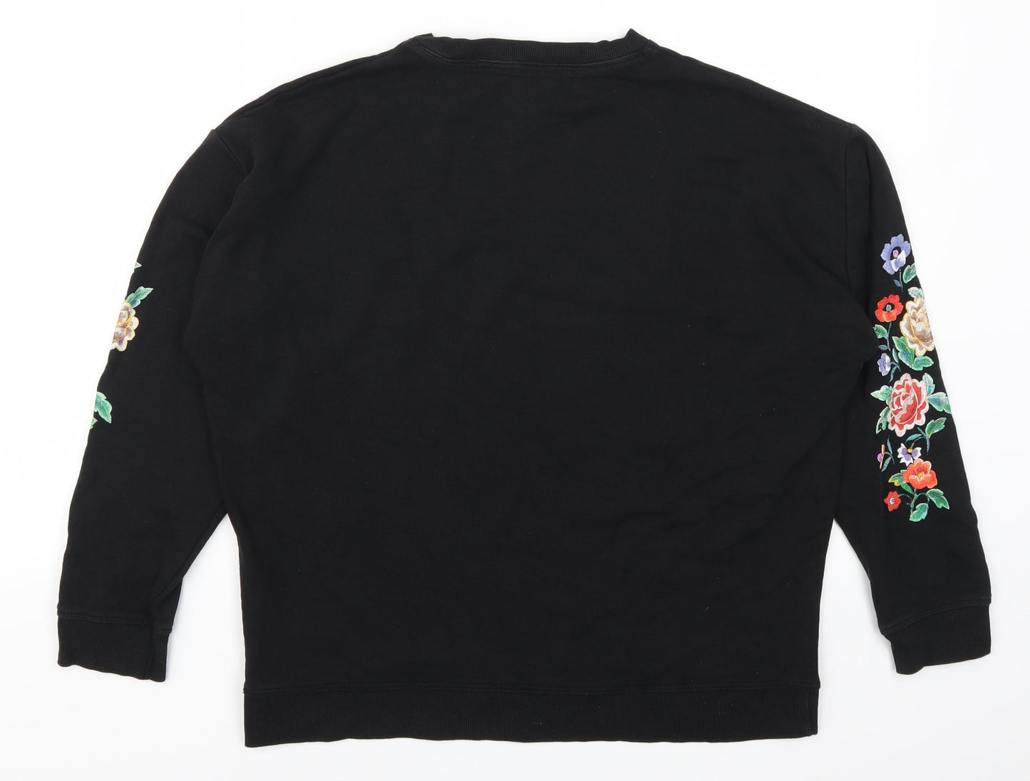 New Look Womens Black Floral  Pullover Sweatshirt Size 8