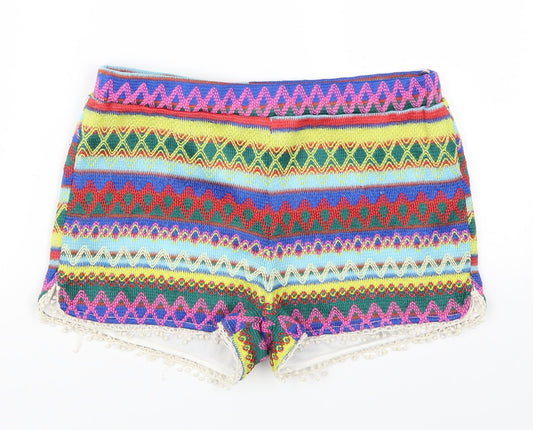 Sure Gypsy Womens Multicoloured Geometric  Hot Pants Shorts Size 28 in