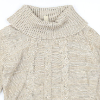 Close-up detail of Evie women’s beige jumper, size UK 14