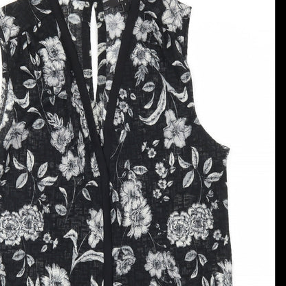Close-up detail of Next women’s grey floral basic tank, size UK 8