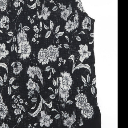 Brand and care label for Next women’s grey floral basic tank, size UK 8