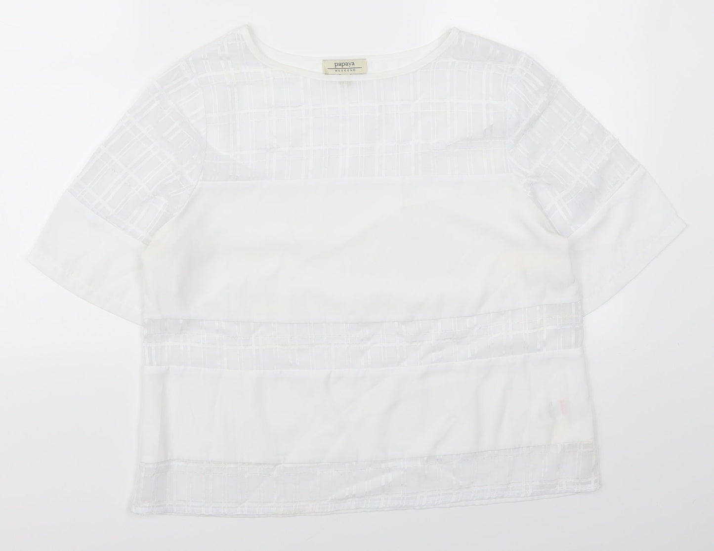 Papaya Womens White Geometric  Basic T-Shirt Size 12
