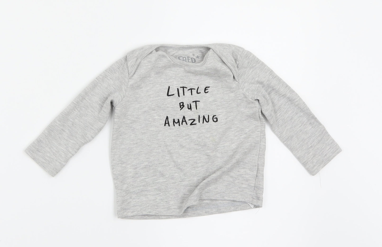 FRED & FLO Boys Grey   Basic T-Shirt Size 3-6 Months