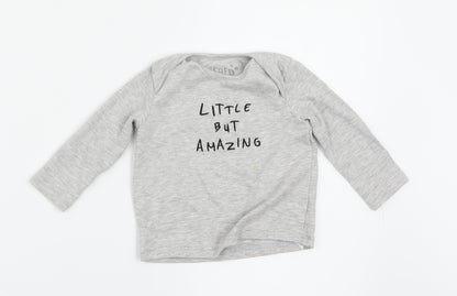Additional front view of F&F boys’ grey basic t-shirt, size 3-6, months