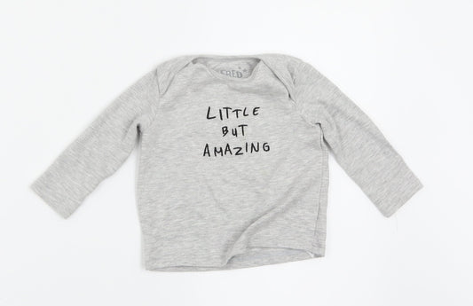 FRED & FLO Boys Grey   Basic T-Shirt Size 3-6 Months
