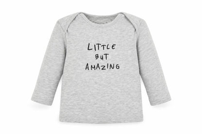 Front view of F&F boys’ grey basic t-shirt, size 3-6, months