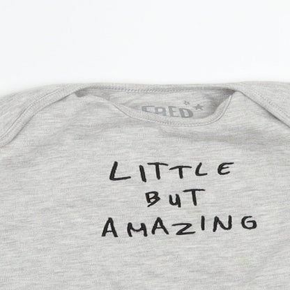 Close-up detail of F&F boys’ grey basic t-shirt, size 3-6, months