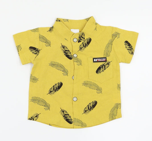 Bekken & Strom Boys Yellow Floral  Basic Button-Up Size 3-6 Months