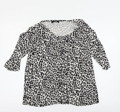 Additional front view of Moda women’s multicoloured animal print basic blouse, size UK 12