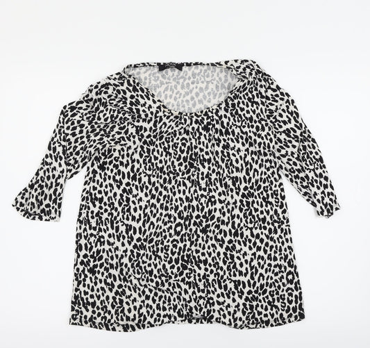 Moda Womens Multicoloured Animal Print  Basic Blouse Size 12