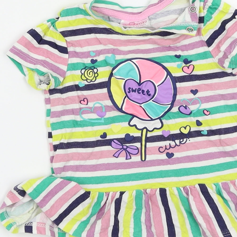 So Cute Girls Multicoloured Striped  Basic Dress Shirt Size 9-12 Months