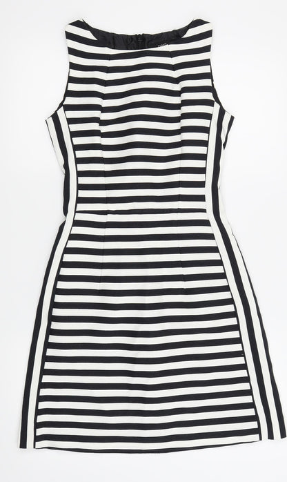 Preloved NEXT Womens White Striped  Fit & Flare  Size 6 - Front