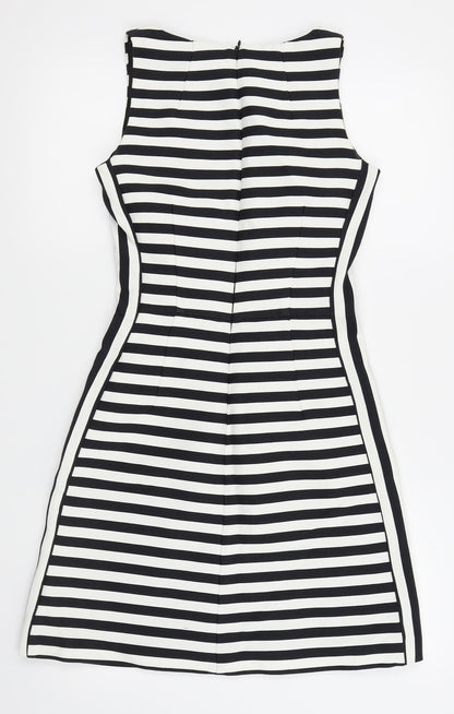 Preloved NEXT Womens White Striped  Fit & Flare  Size 6 - Back