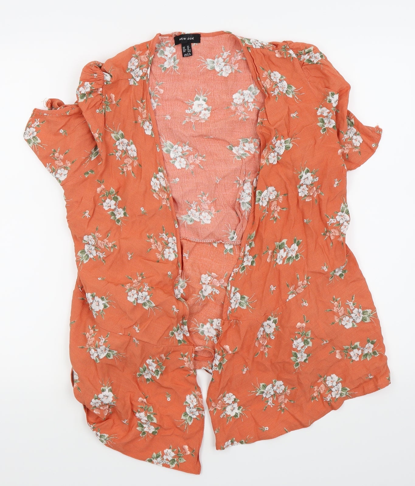 Newlook Womens Orange Floral  Basic T-Shirt Size 14  - komono