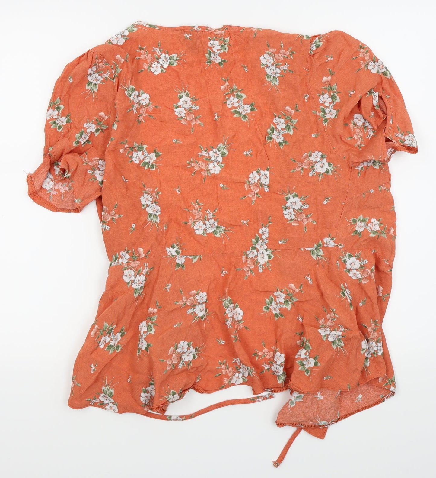 Newlook Womens Orange Floral  Basic T-Shirt Size 14  - komono