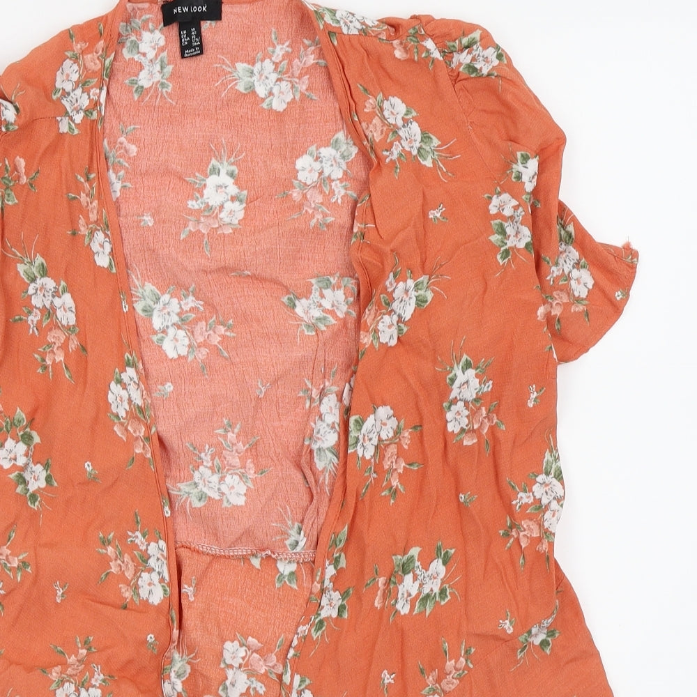Newlook Womens Orange Floral  Basic T-Shirt Size 14  - komono