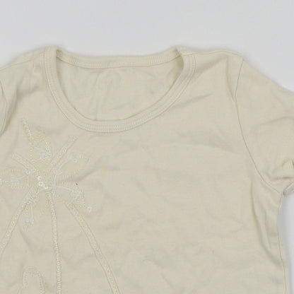 Close-up detail of Marks & Spencer girls’ white basic t-shirt, size 6, years