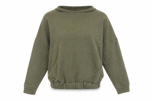 Front view of Boohoo women’s green knit jumper, size S