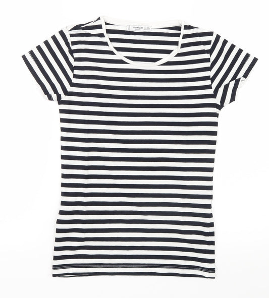 Mango Womens Black Striped  Basic T-Shirt Size 4