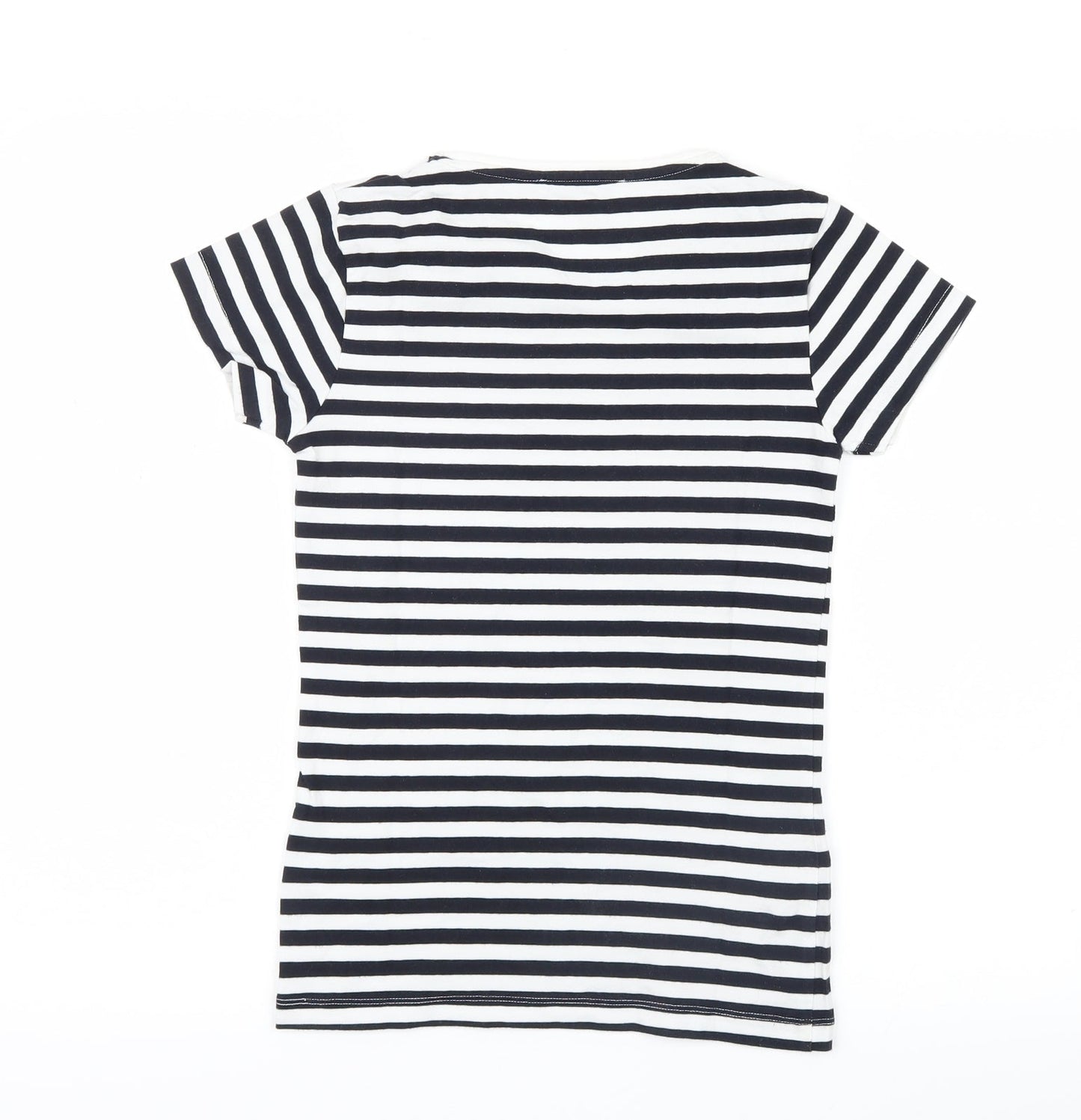Mango Womens Black Striped  Basic T-Shirt Size 4