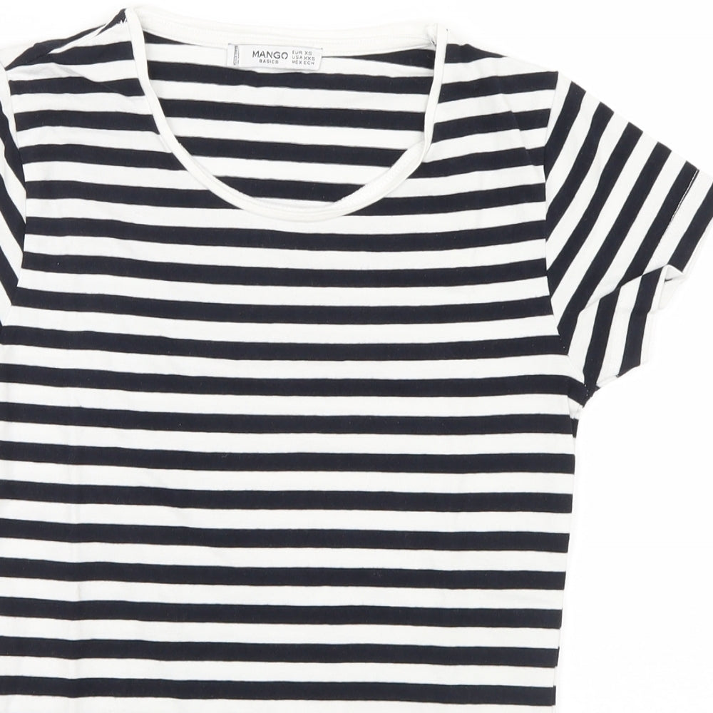 Mango Womens Black Striped  Basic T-Shirt Size 4