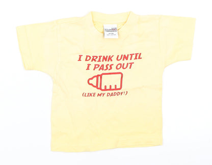 Additional front view of Atlantees boys’ yellow basic t-shirt, size 6-9, months