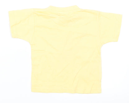 Back view of Atlantees boys’ yellow basic t-shirt, size 6-9, months
