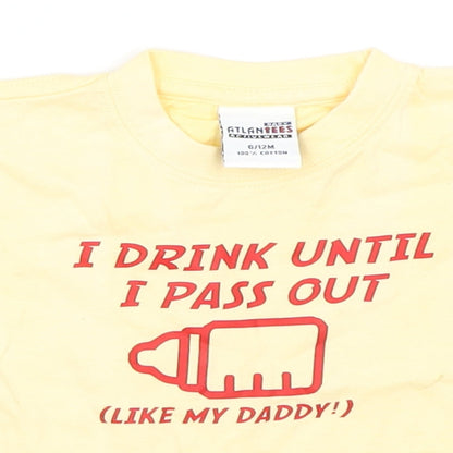 Close-up detail of Atlantees boys’ yellow basic t-shirt, size 6-9, months