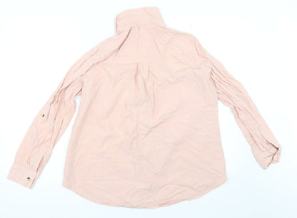 Back view of Dorothy Perkins women’s pink basic button-up, size UK 8